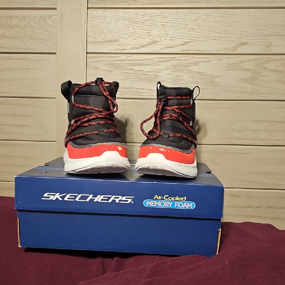 Skechers Kids' Black and Red Boots with Memory Foam